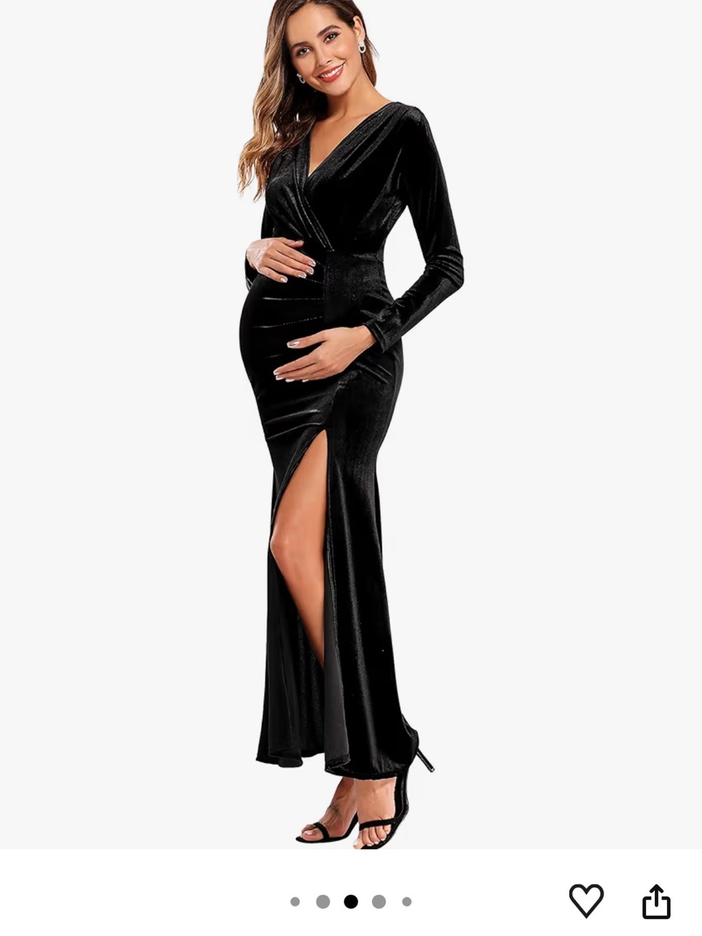 2/$60 Black Velvet Long Sleeve Wrap Maternity Gown women’s medium